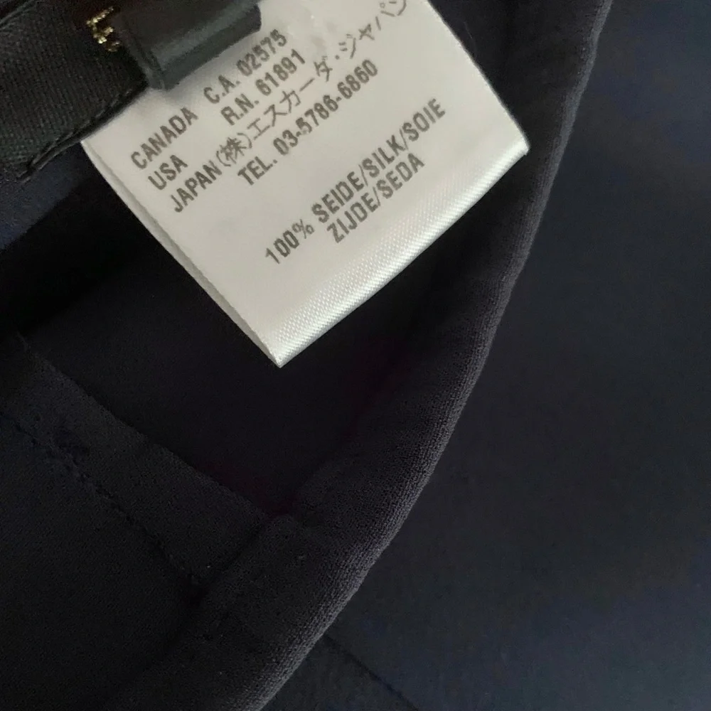 Escada Navy 100% Silk Wide Leg Pants - Picture 6 of 15